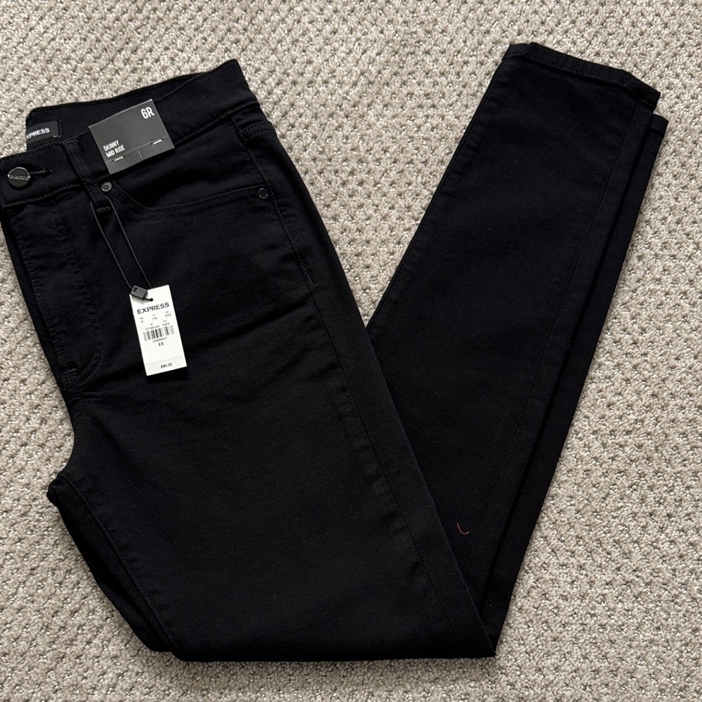 Express - Midrise Skinny Black Jeans Size 6 -NWT